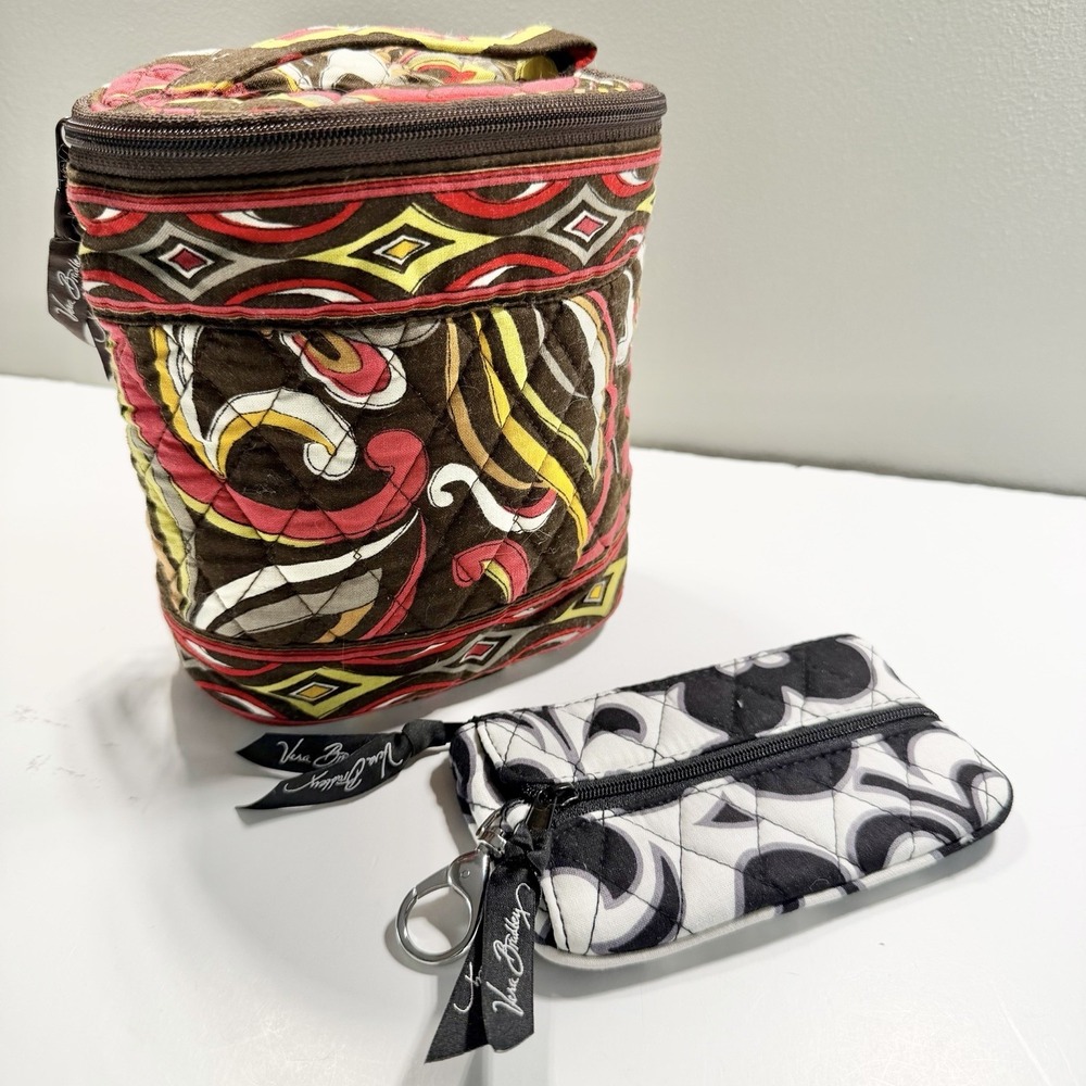 Vera Bradley Set Of 2 Bags Cosmetic Case Wallet‎ New